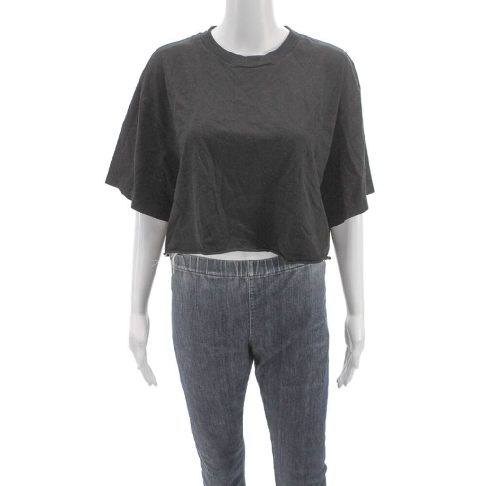 Re/Done Unisex Adults Cropped T-Shirt Black Short Sleeve Crewneck Cotton Size L